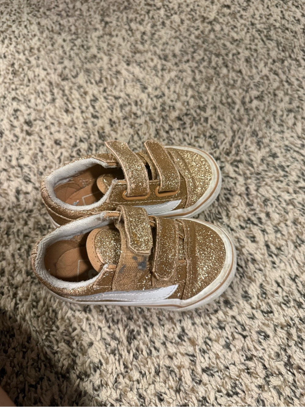 Vans Kids Gold Glitter Velcro Sneakers 5